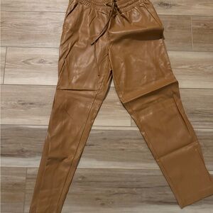 Tan Faux Leather Pants